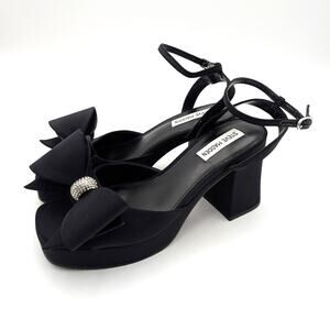 Steve Madden Aerin Bow Platform Sandals Women's Black Size US8M EU38.5